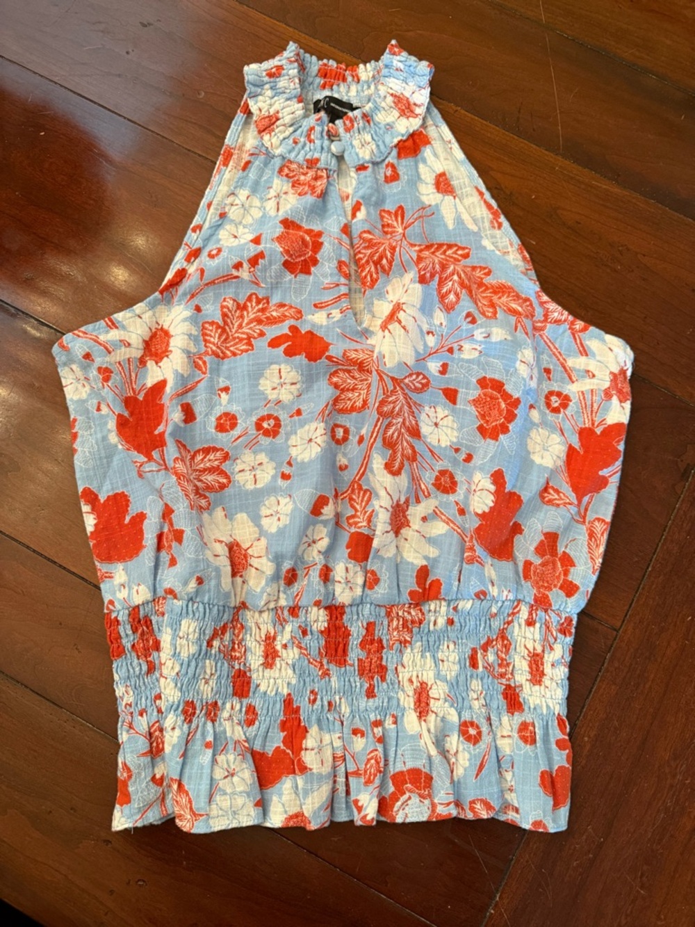 INC Floral Top - Blue & Orange
